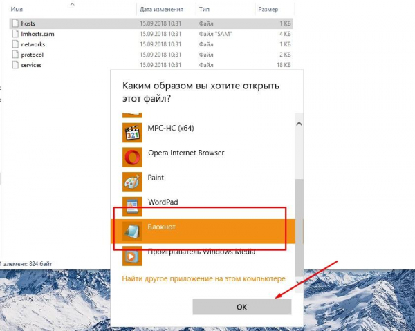 Файл hosts Windows 10